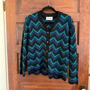 Vintage Laura by Alyzia Chevron Knit Cardigan